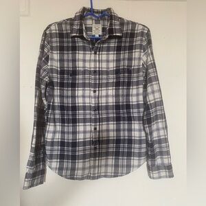 Men's Black and White Plaid Shirt